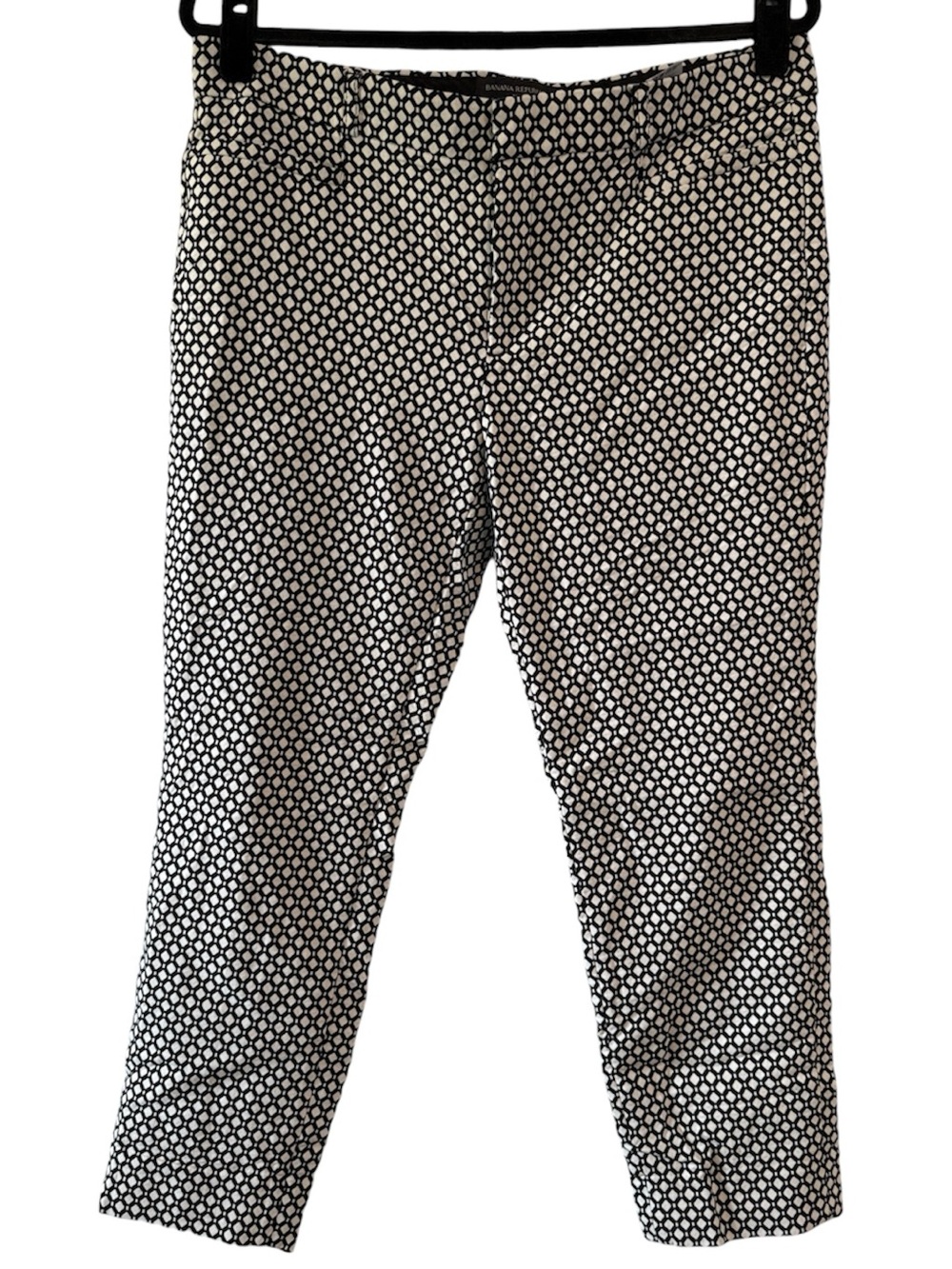 Banana Republic Black and White Patterned Sloan Fit Cropped Pants